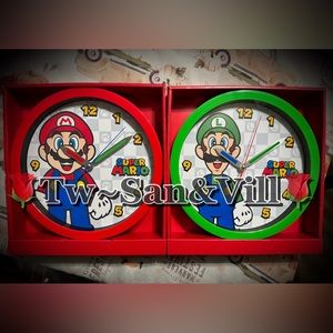 Super Mario & Luigi Wall Clock Round New 12"